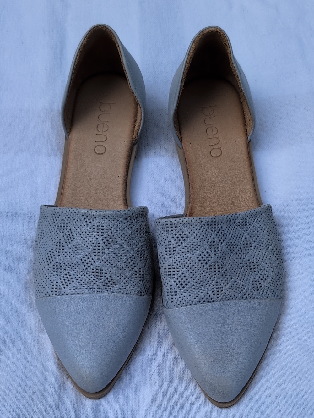 Bueno Women's Pointed D'Orsay Flats in Light Blue Sz 40